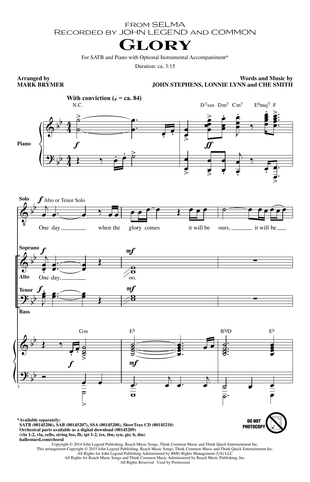 Common & John Legend Glory (arr. Mark Brymer) Sheet Music Notes & Chords for SATB - Download or Print PDF