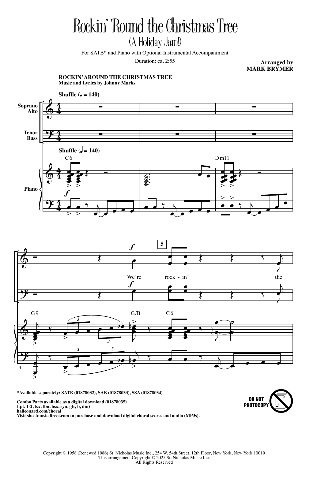 Traditional German Carol O Christmas Tree (arr. Mark Brymer) Sheet Music Notes & Chords for SATB Choir - Download or Print PDF