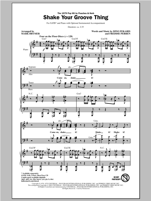Peaches & Herb Shake Your Groove Thing (arr. Mark Brymer) Sheet Music Notes & Chords for SATB - Download or Print PDF