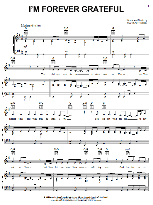 Mark Altrogge I'm Forever Grateful Sheet Music Notes & Chords for Melody Line, Lyrics & Chords - Download or Print PDF