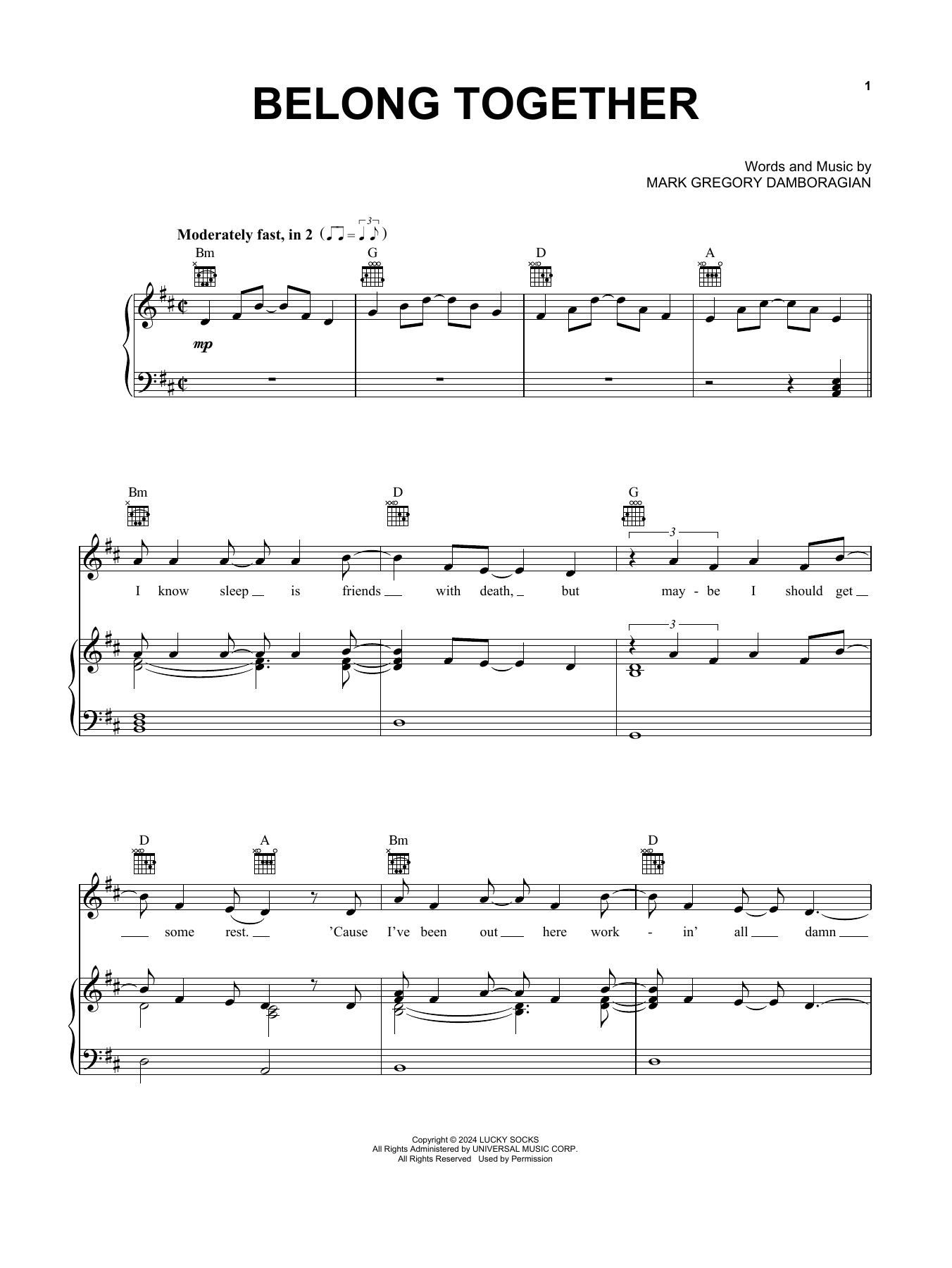 Mark Ambor Belong Together Sheet Music Notes & Chords for Super Easy Piano - Download or Print PDF