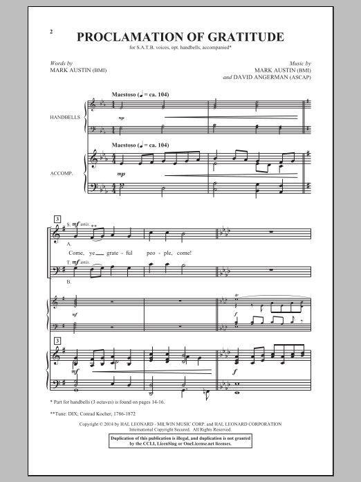 Mark Austin Proclamation Of Gratitude Sheet Music Notes & Chords for SATB - Download or Print PDF
