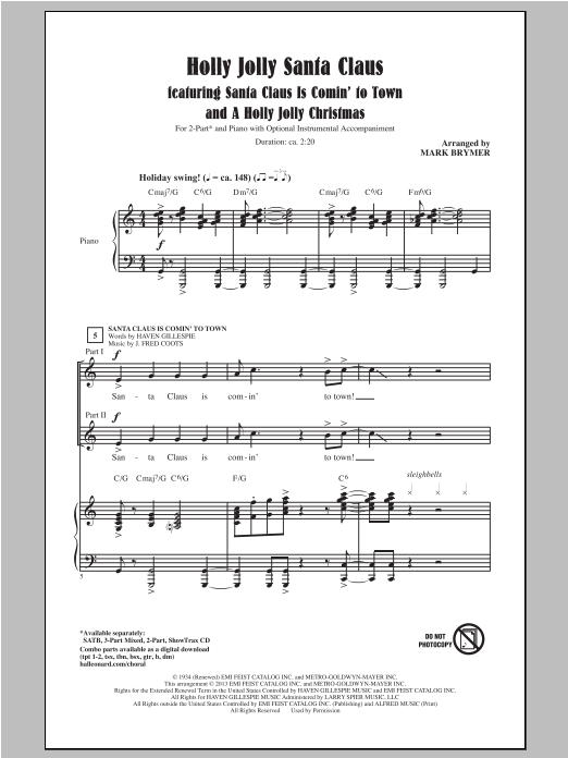 Mark Brymer A Holly Jolly Christmas Sheet Music Notes & Chords for 2-Part Choir - Download or Print PDF