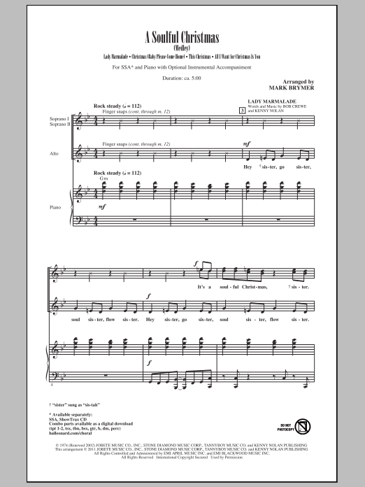 Mariah Carey A Soulful Christmas (arr. Mark Brymer) Sheet Music Notes & Chords for SSA - Download or Print PDF