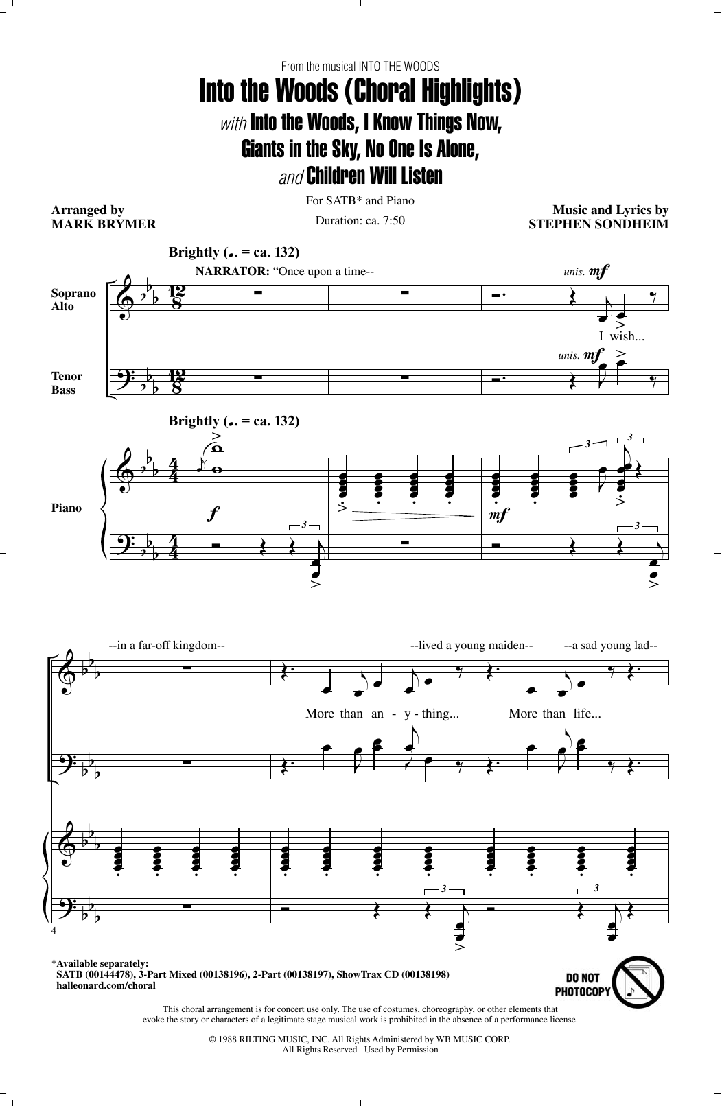 Stephen Sondheim Into The Woods (Choral Highlights) (arr. Mark Brymer) Sheet Music Notes & Chords for SATB - Download or Print PDF