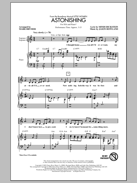 Mark Brymer Astonishing Sheet Music Notes & Chords for SSA - Download or Print PDF