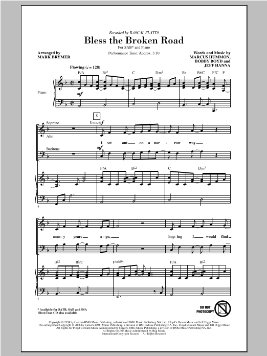 Rascal Flatts Bless The Broken Road (arr. Mark Brymer) Sheet Music Notes & Chords for SAB - Download or Print PDF