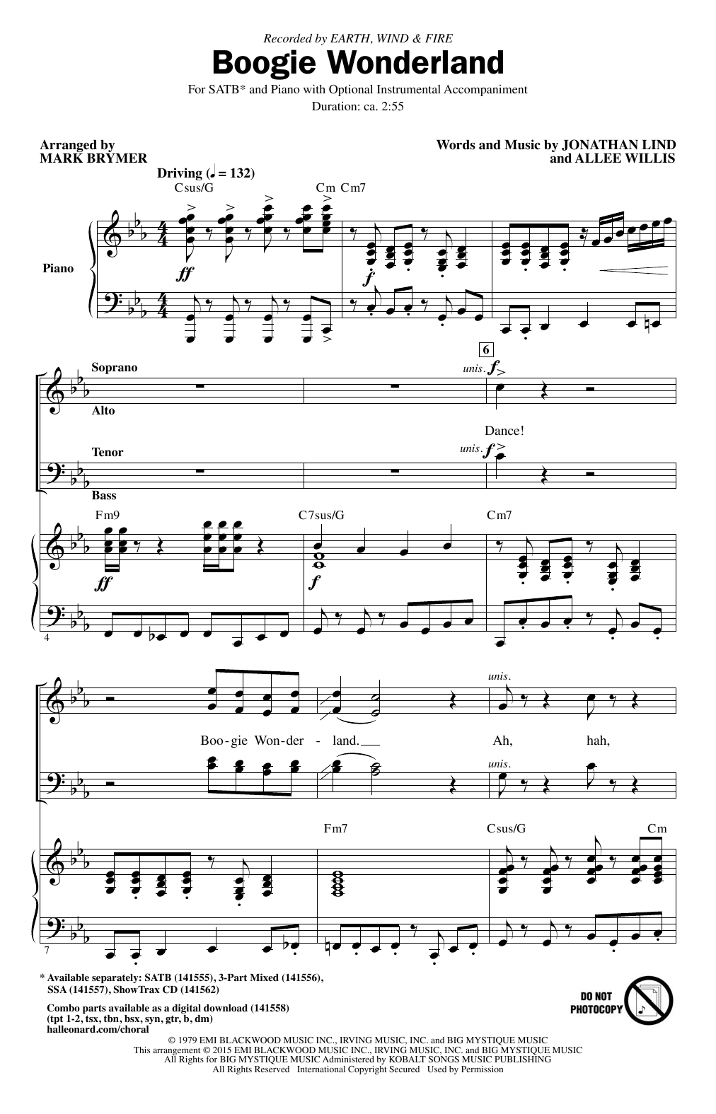 Earth, Wind & Fire Boogie Wonderland (arr. Mark Brymer) Sheet Music Notes & Chords for SSA - Download or Print PDF