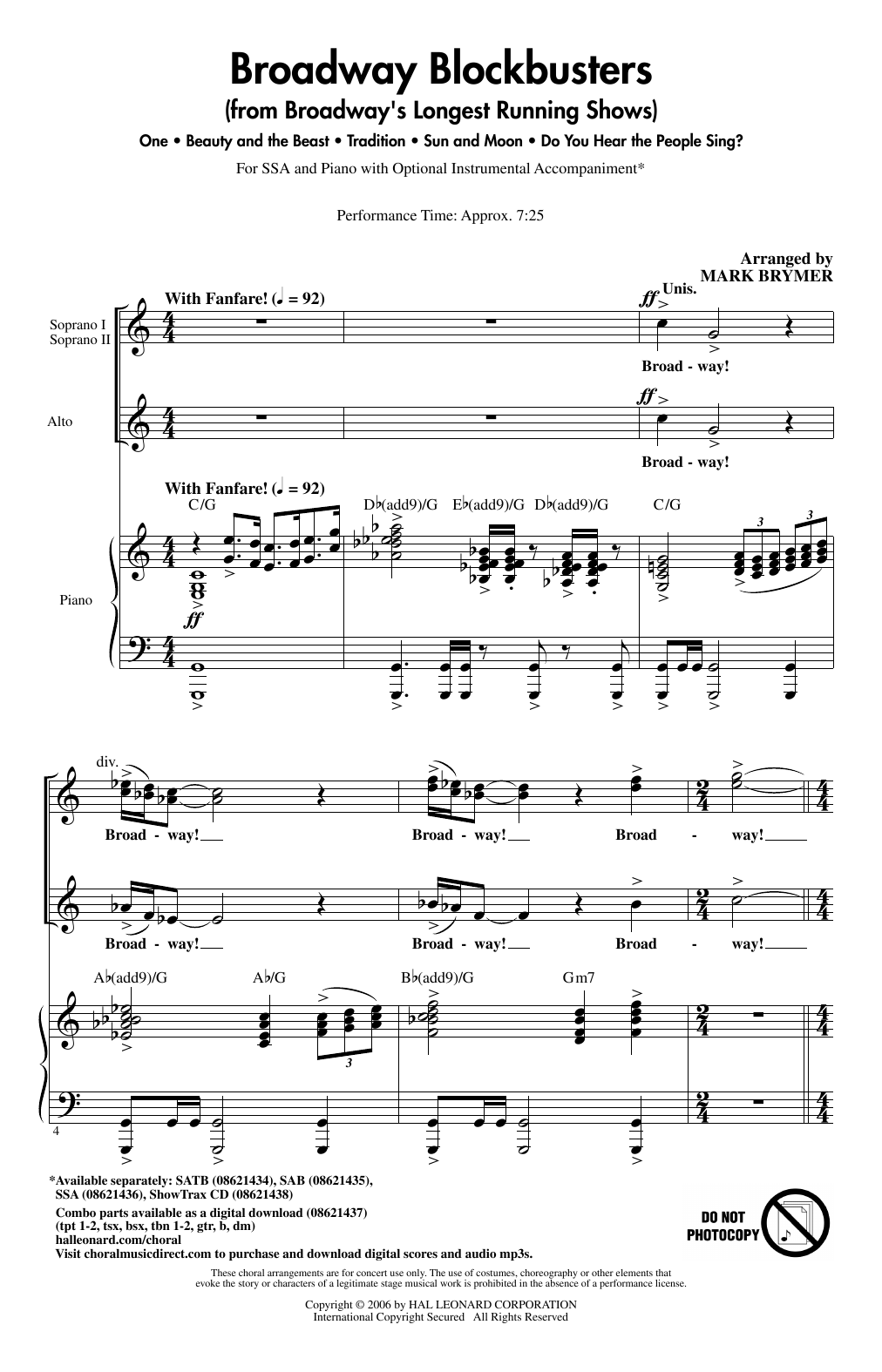 Mark Brymer Broadway Blockbusters (from Broadway's Longest Running Shows) Sheet Music Notes & Chords for SATB Choir - Download or Print PDF