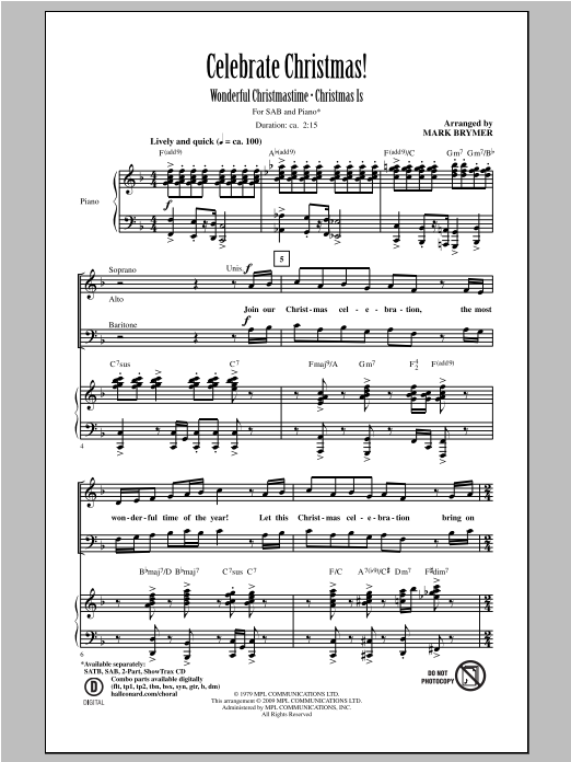 Mark Brymer Celebrate Christmas! (Medley) Sheet Music Notes & Chords for SATB - Download or Print PDF