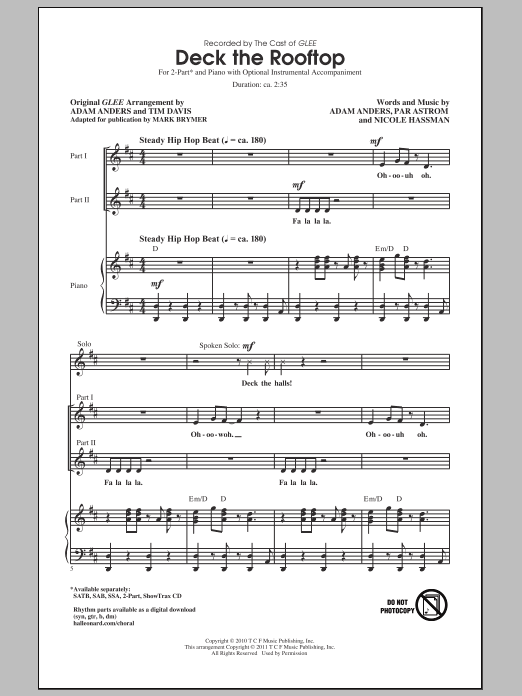 Glee Cast Deck The Rooftop (arr. Mark Brymer) Sheet Music Notes & Chords for SATB - Download or Print PDF