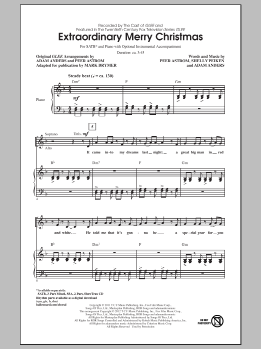 Glee Cast Extraordinary Merry Christmas (arr. Mark Brymer) Sheet Music Notes & Chords for 3-Part Mixed - Download or Print PDF