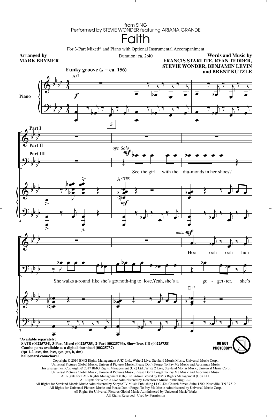 Mark Brymer Faith Sheet Music Notes & Chords for 3-Part Mixed - Download or Print PDF