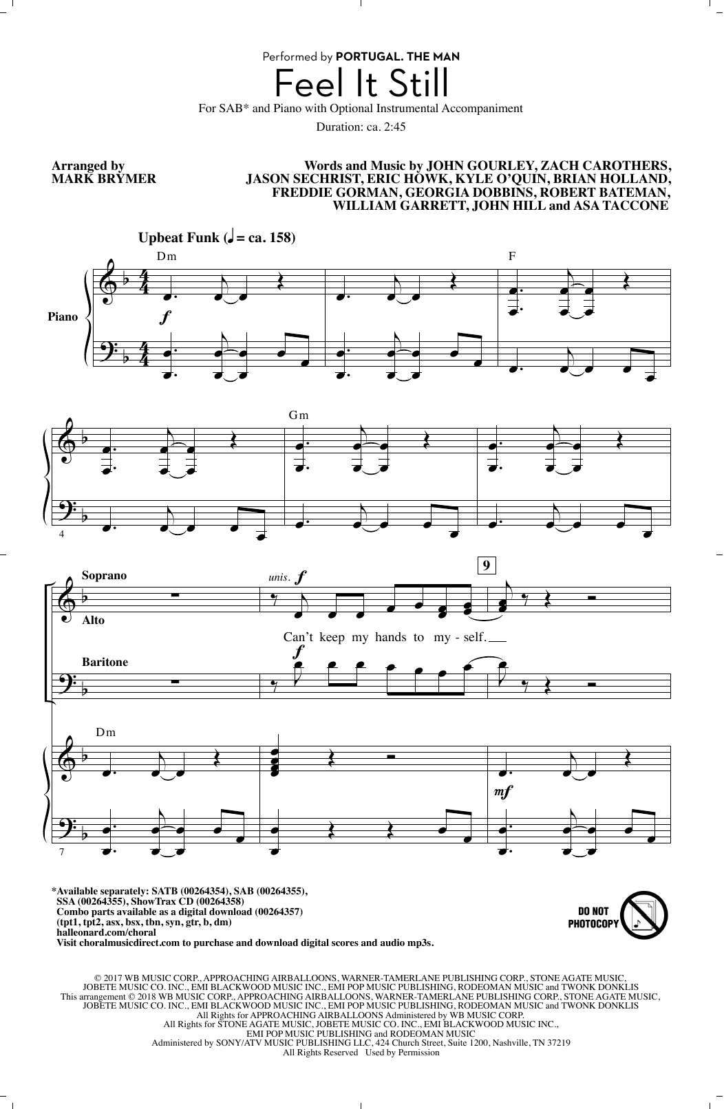 Portugal. The Man Feel It Still (arr. Mark Brymer) Sheet Music Notes & Chords for SATB - Download or Print PDF