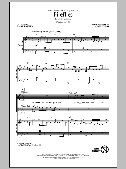Mark Brymer Fireflies Sheet Music Notes & Chords for SATB - Download or Print PDF