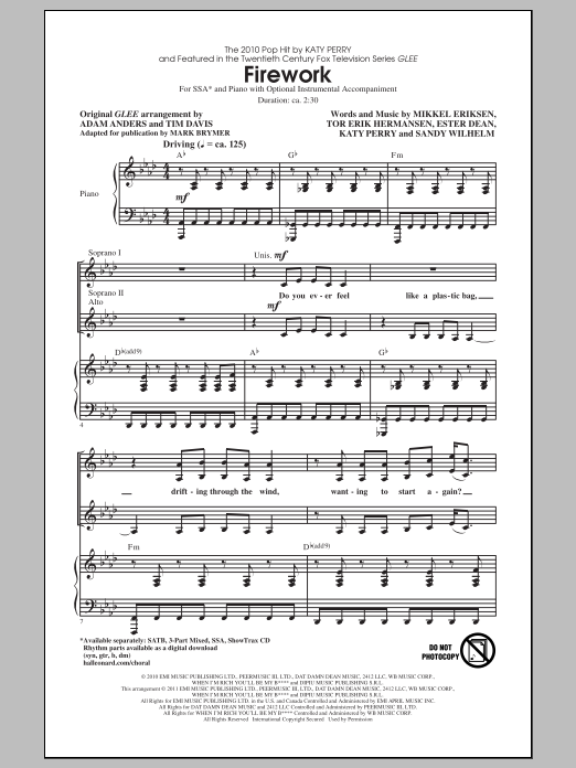Mark Brymer Firework Sheet Music Notes & Chords for SSA - Download or Print PDF