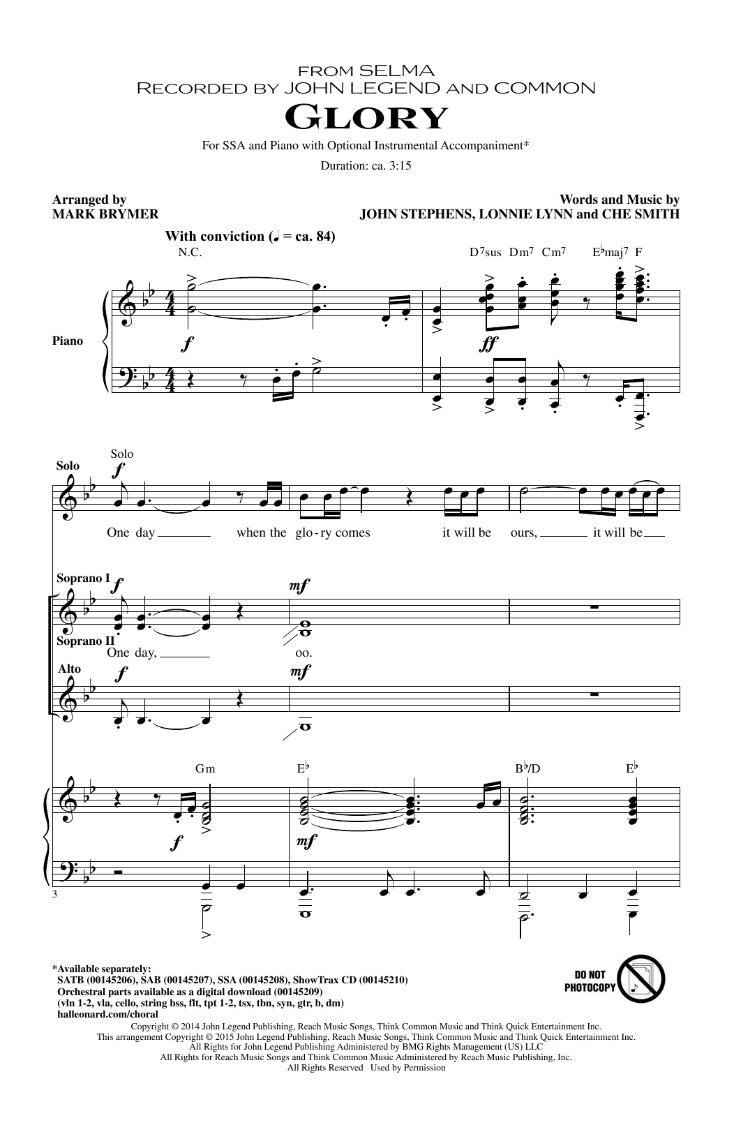 Common & John Legend Glory (arr. Mark Brymer) Sheet Music Notes & Chords for SATB - Download or Print PDF