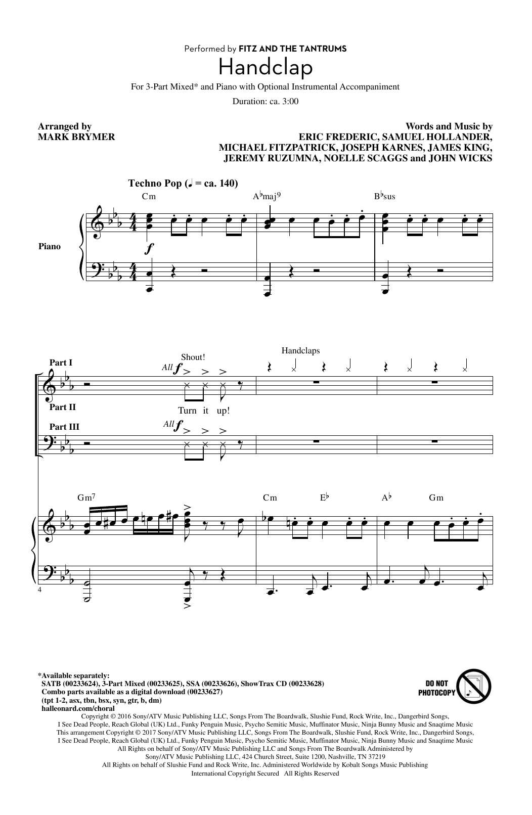 Mark Brymer HandClap Sheet Music Notes & Chords for SAB - Download or Print PDF
