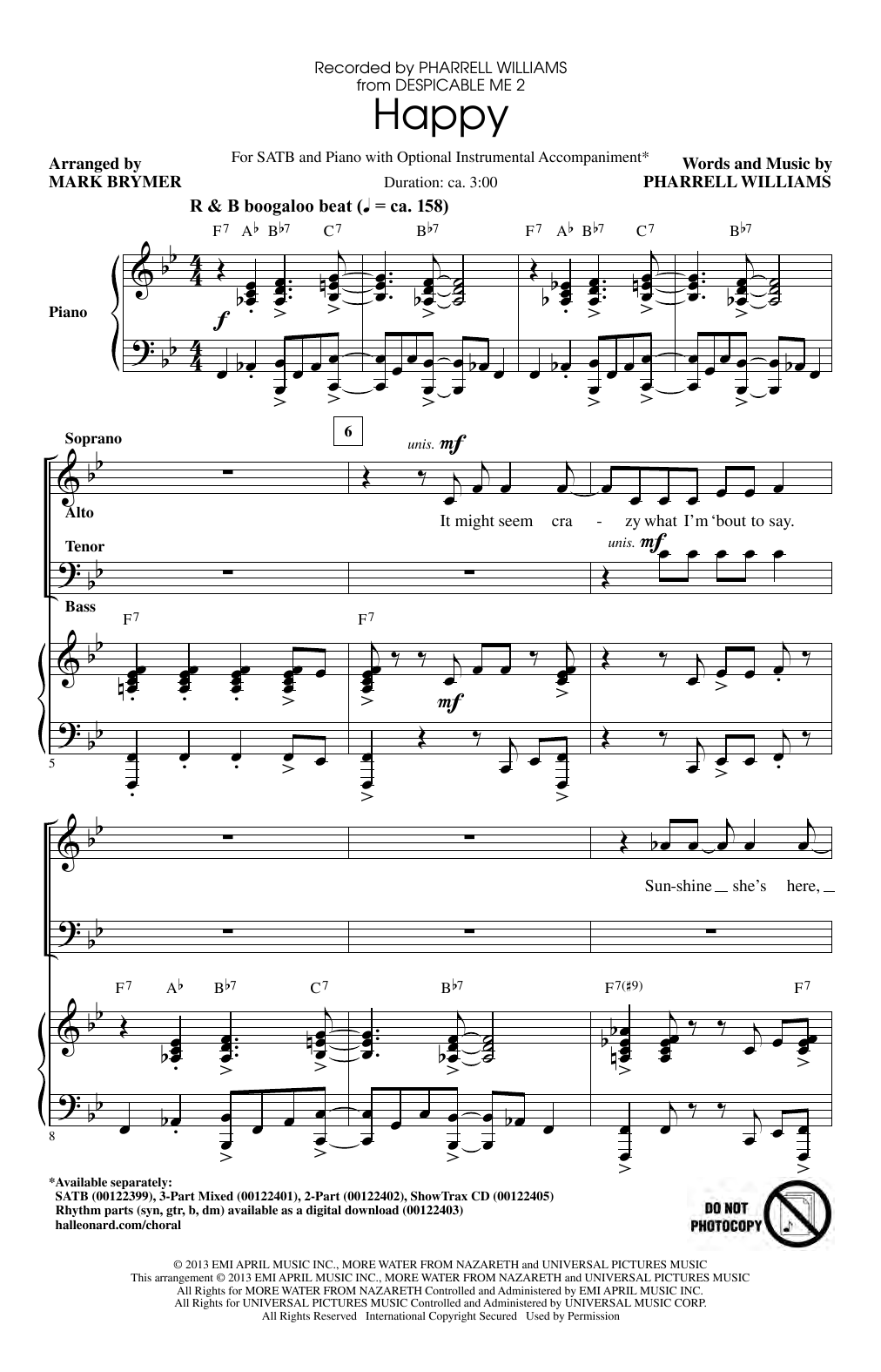 Mark Brymer Happy Sheet Music Notes & Chords for SATB - Download or Print PDF
