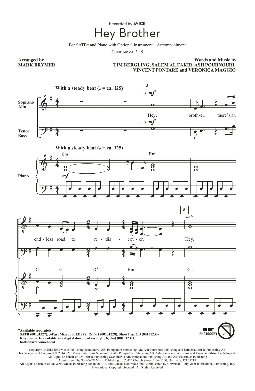 Mark Brymer Hey Brother Sheet Music Notes & Chords for 2-Part Choir - Download or Print PDF