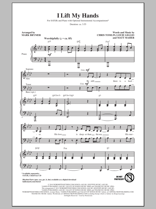 Mark Brymer I Lift My Hands Sheet Music Notes & Chords for SATB - Download or Print PDF
