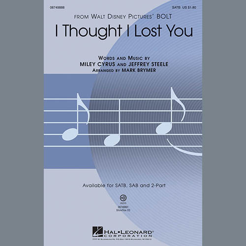 Mark Brymer, I Thought I Lost You (from Bolt), 2-Part Choir