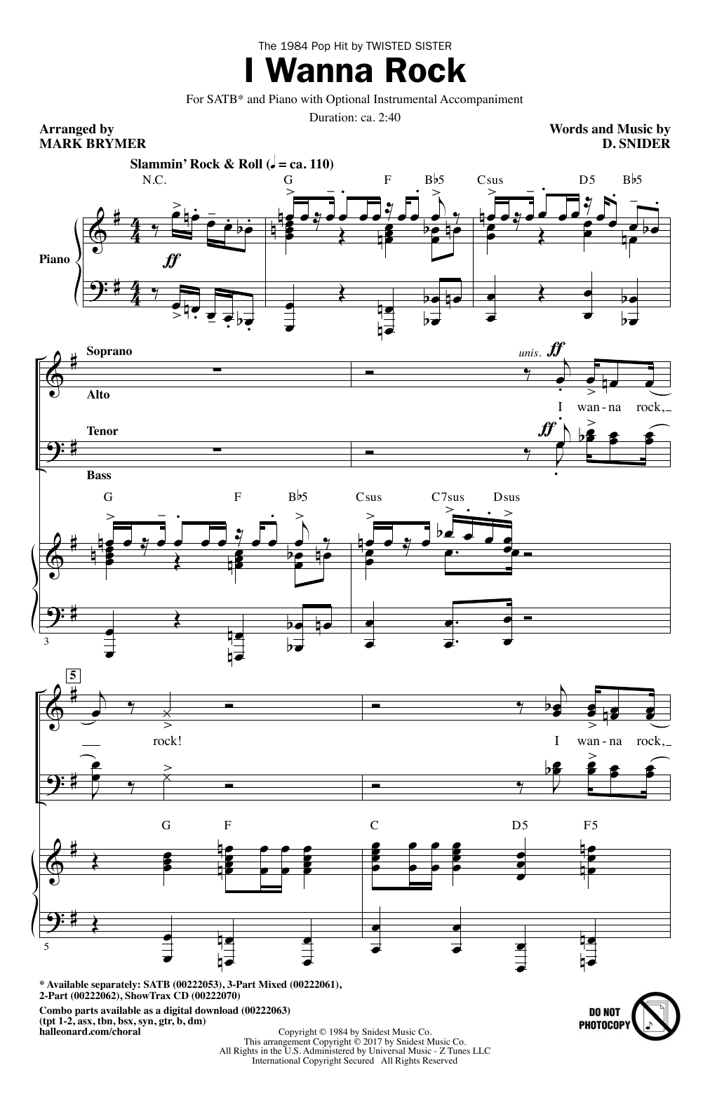 Mark Brymer I Wanna Rock Sheet Music Notes & Chords for SATB - Download or Print PDF
