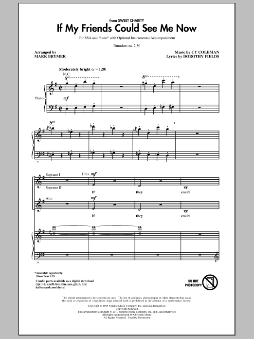 Mark Brymer If My Friends Could See Me Now (from Sweet Charity) Sheet Music Notes & Chords for SSA - Download or Print PDF Mark Brymer If My Friends Could See Me Now (from Sweet Charity) Sheet Music Notes & Chords for SSA - Download or Print PDF