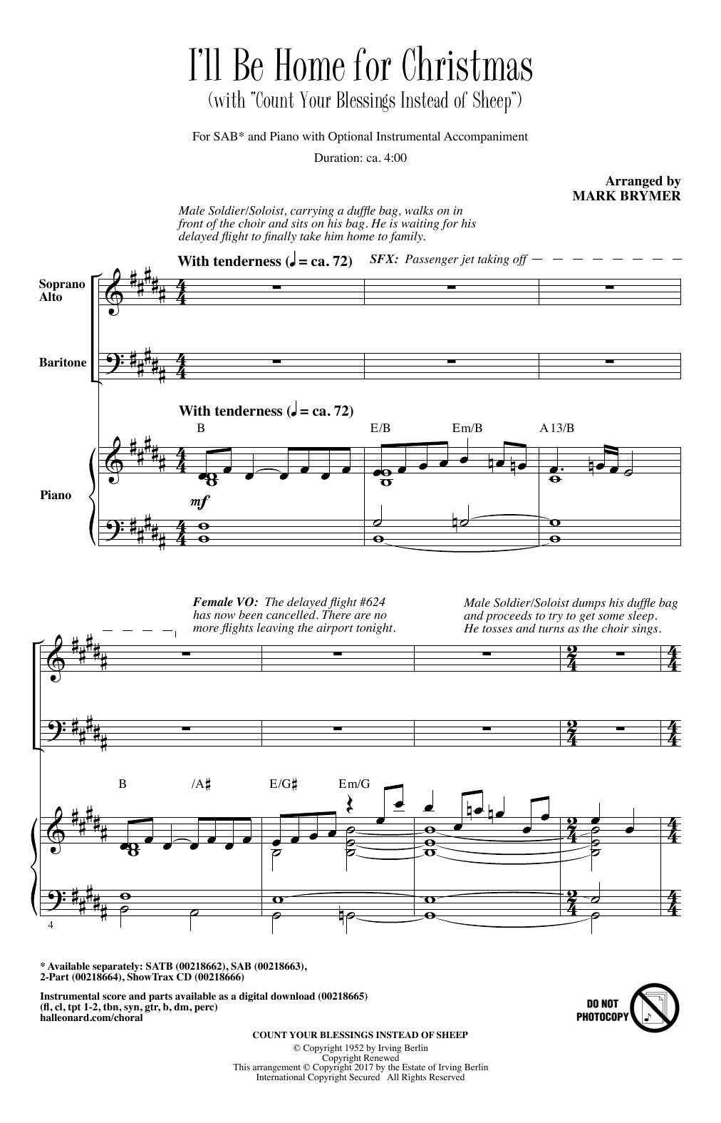 Mark Brymer I'll Be Home For Christmas Sheet Music Notes & Chords for SAB - Download or Print PDF