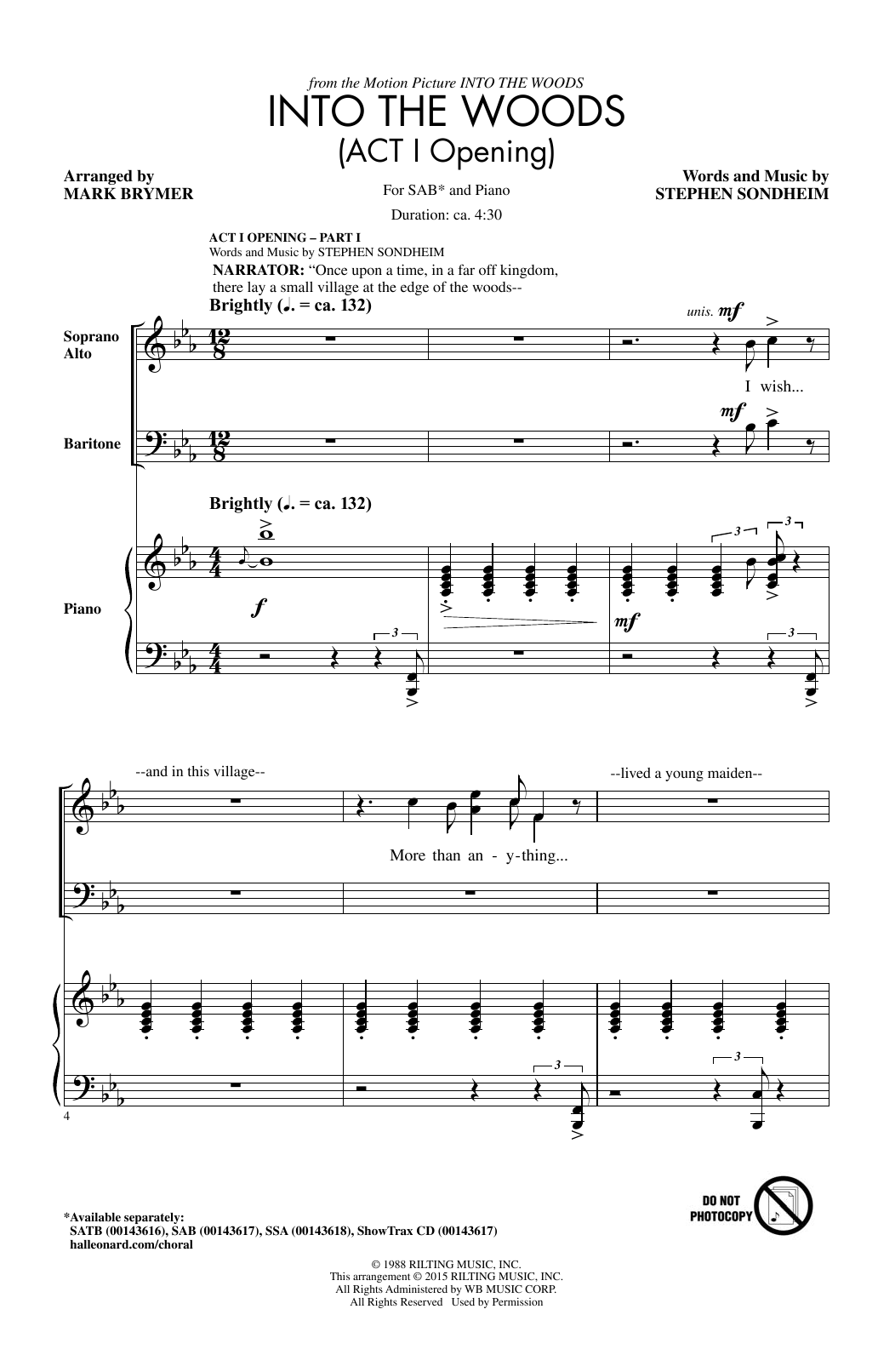 Mark Brymer Into The Woods (Act I Opening) - Part I Sheet Music Notes & Chords for SATB - Download or Print PDF