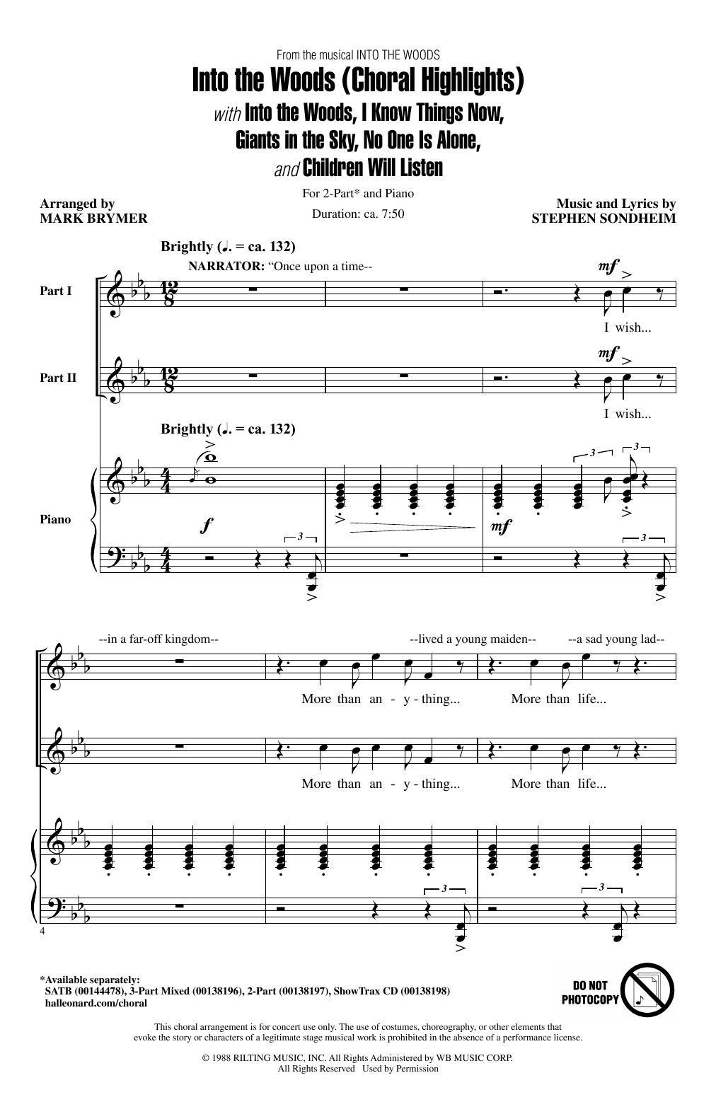 Mark Brymer Into The Woods (Choral Highlights) Sheet Music Notes & Chords for 2-Part Choir - Download or Print PDF