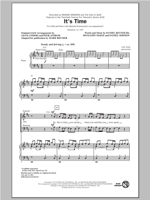 Mark Brymer It's Time Sheet Music Notes & Chords for SATB - Download or Print PDF
