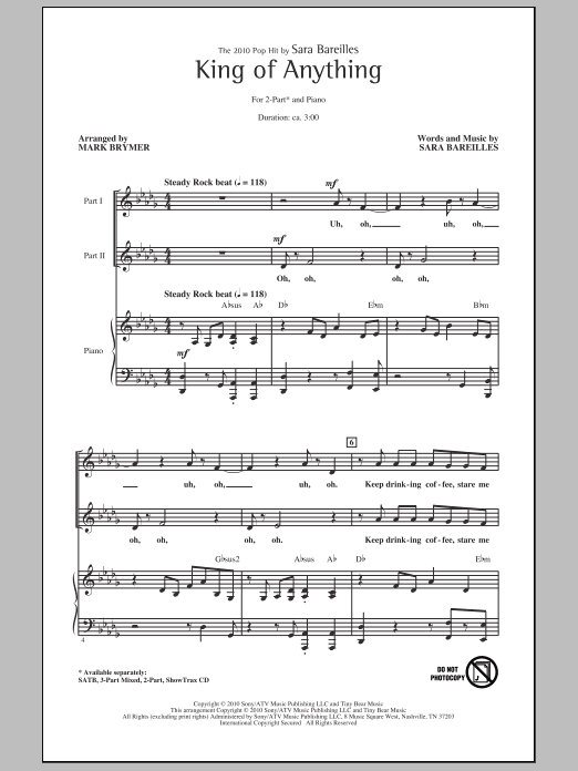 Mark Brymer King Of Anything Sheet Music Notes & Chords for 3-Part Mixed - Download or Print PDF