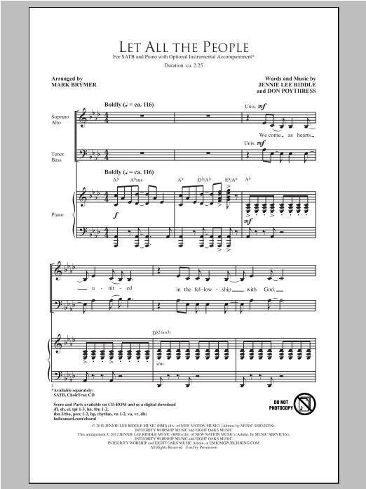 Mark Brymer Let All The People Sheet Music Notes & Chords for SATB - Download or Print PDF