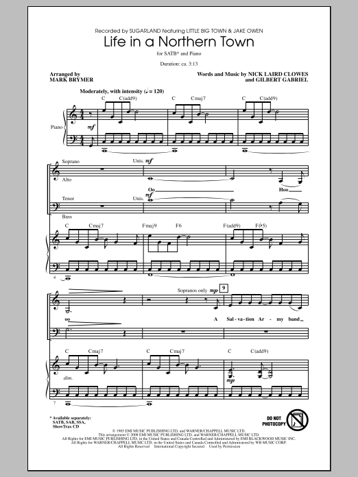 Mark Brymer Life In A Northern Town Sheet Music Notes & Chords for SATB - Download or Print PDF
