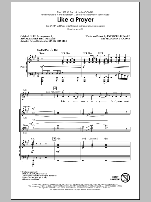 Mark Brymer Like A Prayer Sheet Music Notes & Chords for SAB - Download or Print PDF