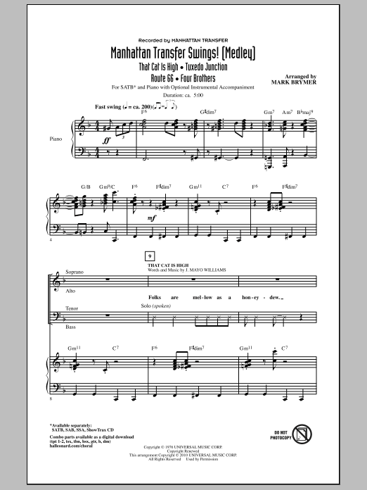 Mark Brymer Manhattan Transfer Swings! (Medley) Sheet Music Notes & Chords for SATB - Download or Print PDF