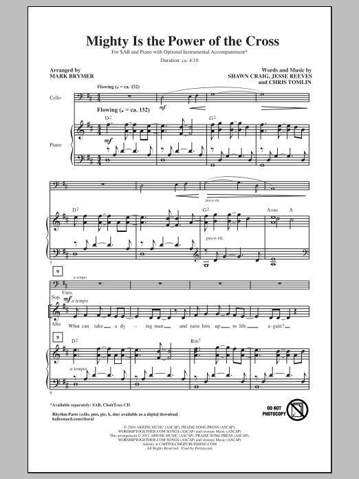 Mark Brymer Mighty Is The Power Of The Cross Sheet Music Notes & Chords for SAB - Download or Print PDF