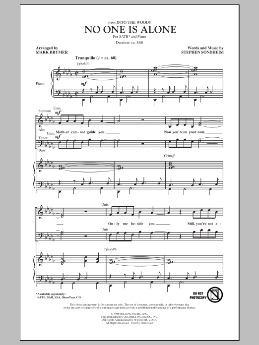 Mark Brymer No One Is Alone - Part I Sheet Music Notes & Chords for SAB - Download or Print PDF