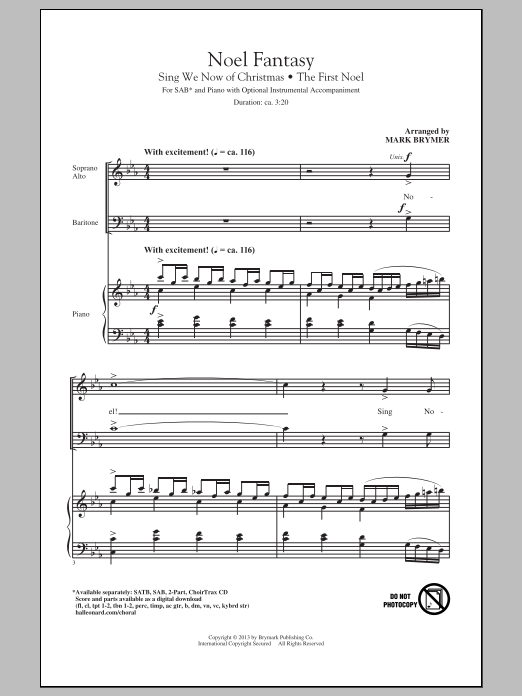 Mark Brymer Noel Fantasy Sheet Music Notes & Chords for SAB - Download or Print PDF