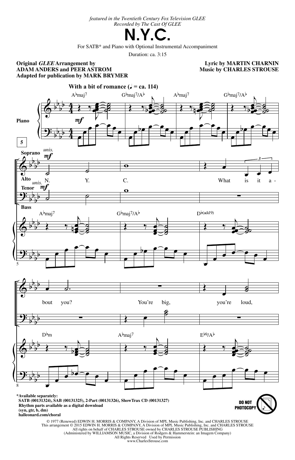 Mark Brymer N.Y.C. Sheet Music Notes & Chords for SAB - Download or Print PDF