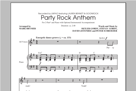 LMFAO Party Rock Anthem (arr. Mark Brymer) Sheet Music Notes & Chords for SATB - Download or Print PDF