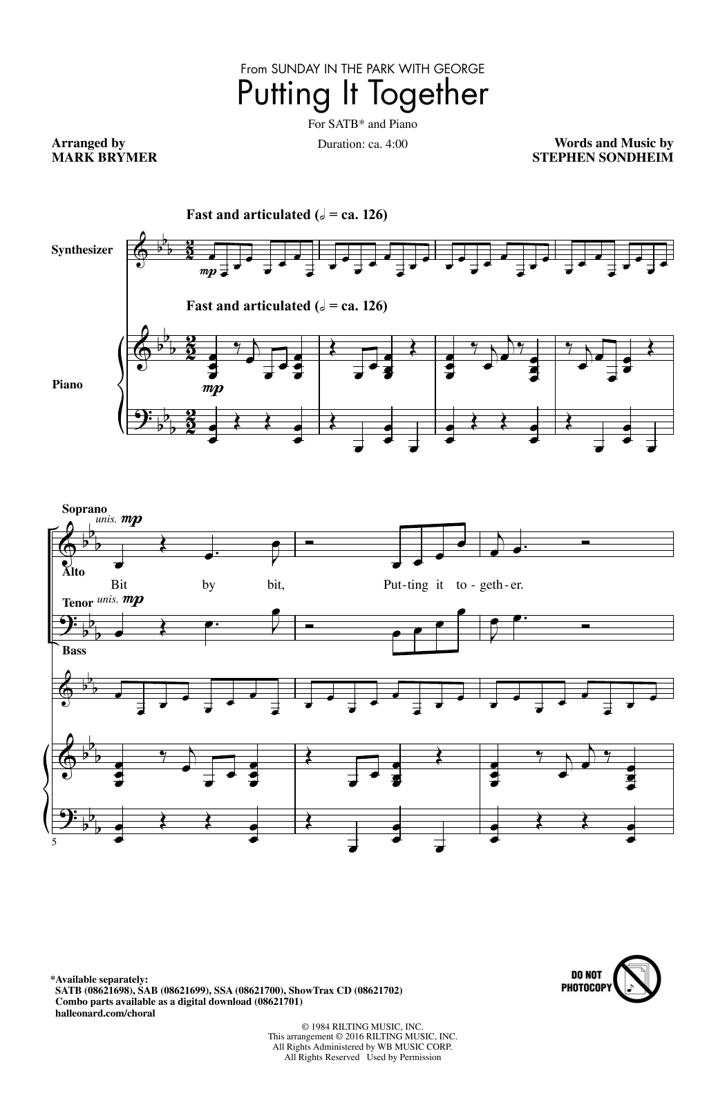 Mark Brymer Putting It Together Sheet Music Notes & Chords for SATB - Download or Print PDF