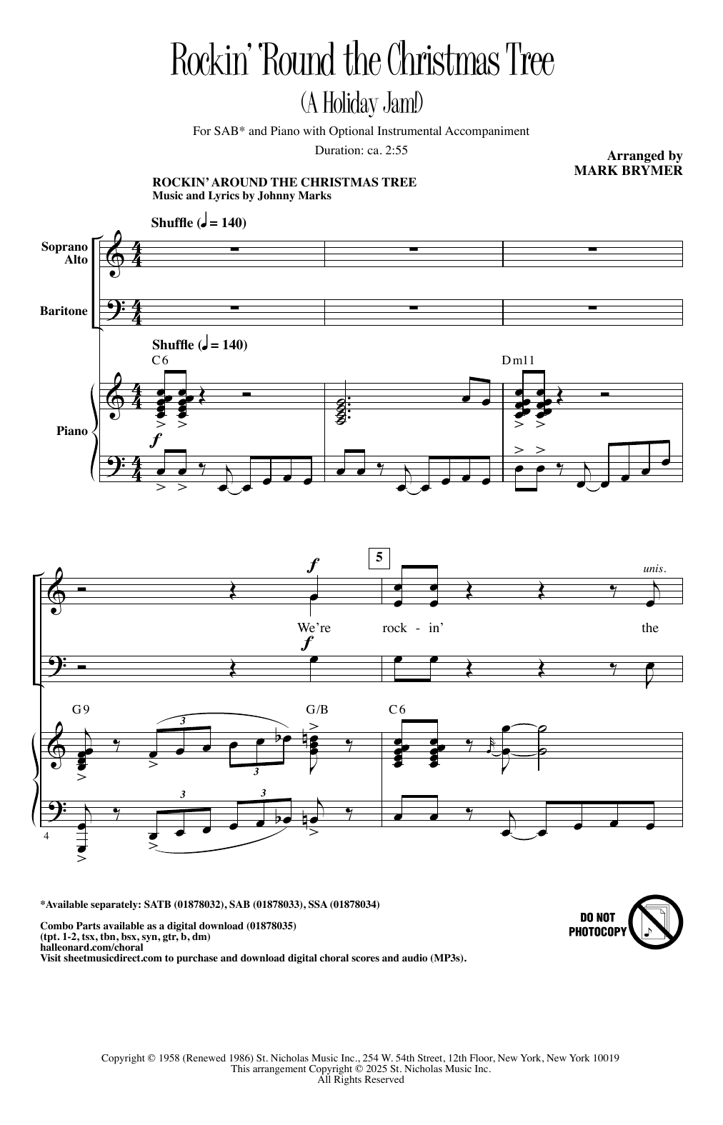 Traditional German Carol O Christmas Tree (arr. Mark Brymer) Sheet Music Notes & Chords for SAB Choir - Download or Print PDF