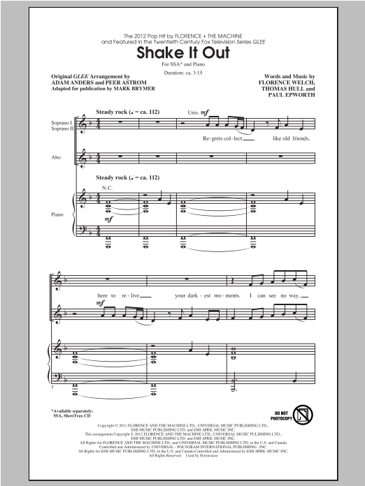 Mark Brymer Shake It Out Sheet Music Notes & Chords for SSA - Download or Print PDF