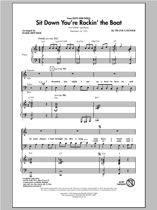 Mark Brymer Sit Down You're Rockin' The Boat Sheet Music Notes & Chords for SATB - Download or Print PDF