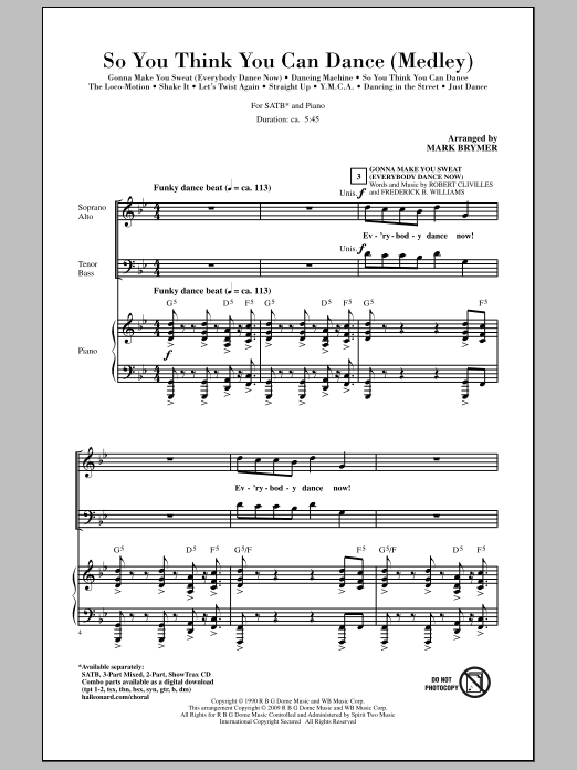 Mark Brymer So You Think You Can Dance (Medley) Sheet Music Notes & Chords for SATB - Download or Print PDF