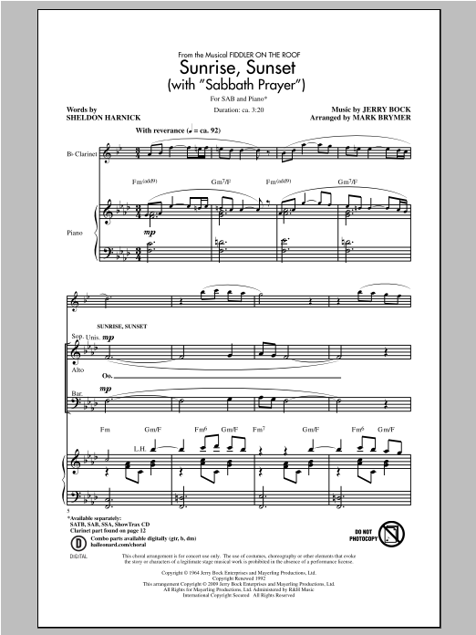 Mark Brymer Sabbath Prayer Sheet Music Notes & Chords for SAB - Download or Print PDF