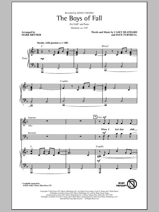 Mark Brymer The Boys Of Fall Sheet Music Notes & Chords for 2-Part Choir - Download or Print PDF