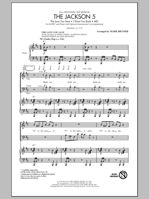 Mark Brymer The Jackson 5 (from Motown the Musical) Sheet Music Notes & Chords for 2-Part Choir - Download or Print PDF